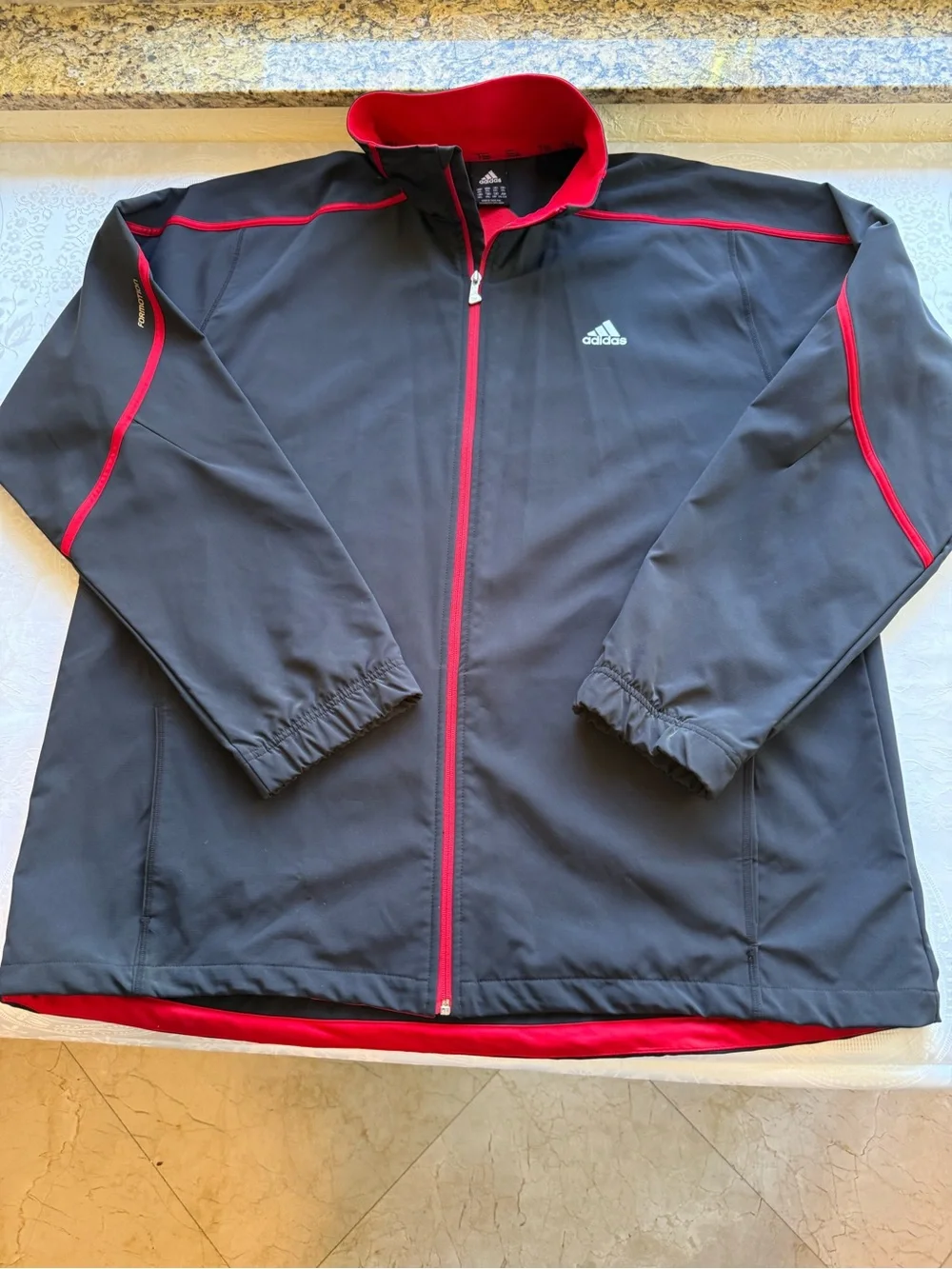 Adidas Formotion Men’s Size 3XL Black Active Track Jacket Red Trim Full-Zip Coat